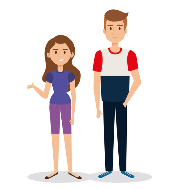 young couple avatars characters - Vector, Image