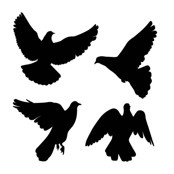 silhouette de pigeons noirs
 - Vecteur, image