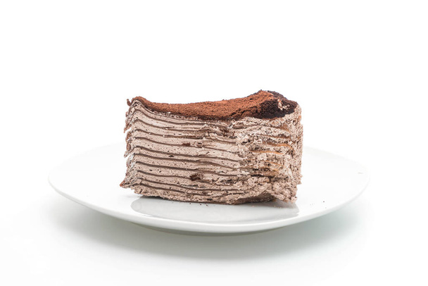 chocolate crape cake isolated on white background - Photo, Image