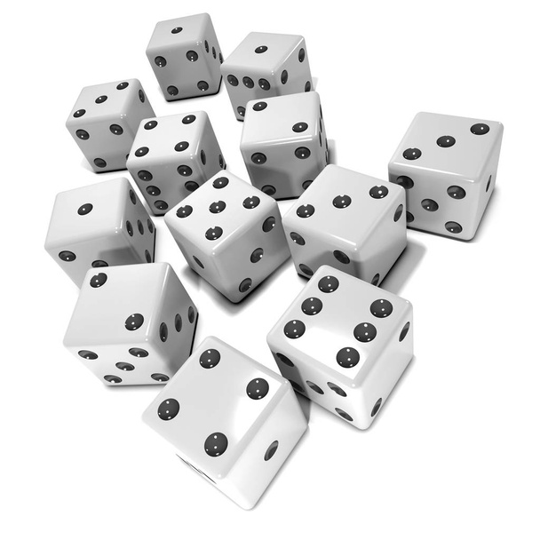 3d render of lots of white dice on white background - Photo, Image