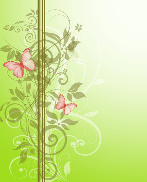 Όμορφη πράσινη floral σχέδιο - άνοιξη στιγμή εικονογράφηση - Φωτογραφία, εικόνα