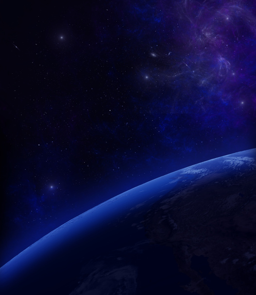 απόδοσης 3D: πλανήτης γη από το διάστημα με τα αστέρια στο παρασκήνιο - Φωτογραφία, εικόνα