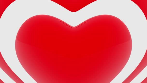 Contorno rojo del corazón sobre blanco
 - Metraje, vídeo