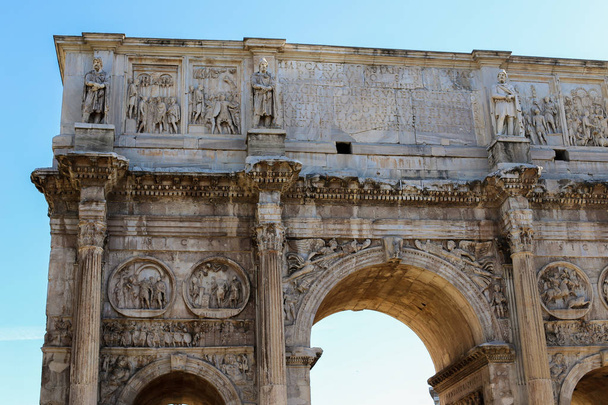 Closeup arch of Constantine in Rome, Italy. - Photo, Image