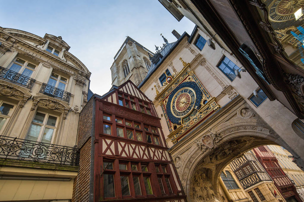 The Gros Horloge is a fourteenth-century astronomical clock in Rouen Normandy - Photo, Image