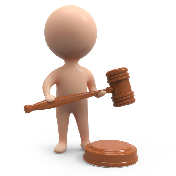 3d render of a little person with a gavel - Photo, Image