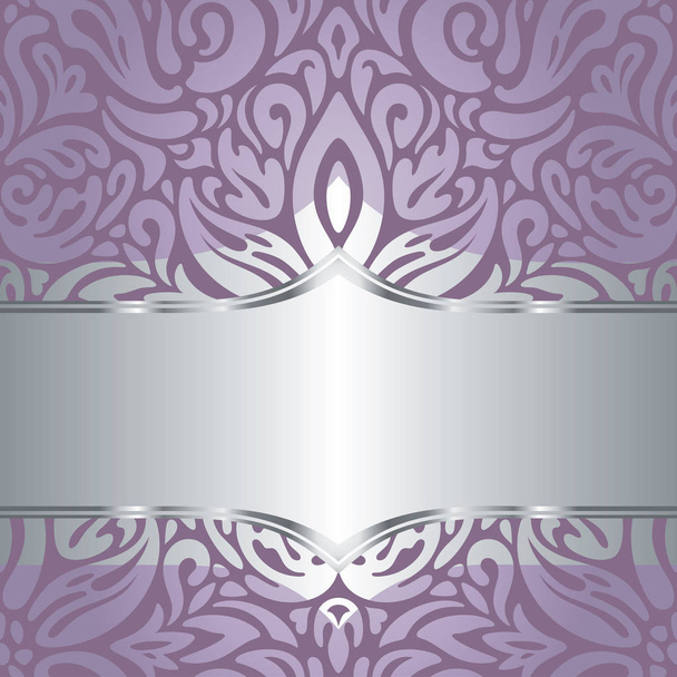Wedding Floral violet silver vector holiday background invitation design fashionable decorative retro style - Wektor, obraz