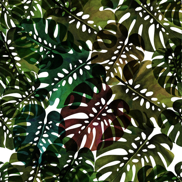 Акварельна текстура пальмового листя повторює сучасний візерунок
 - Фото, зображення