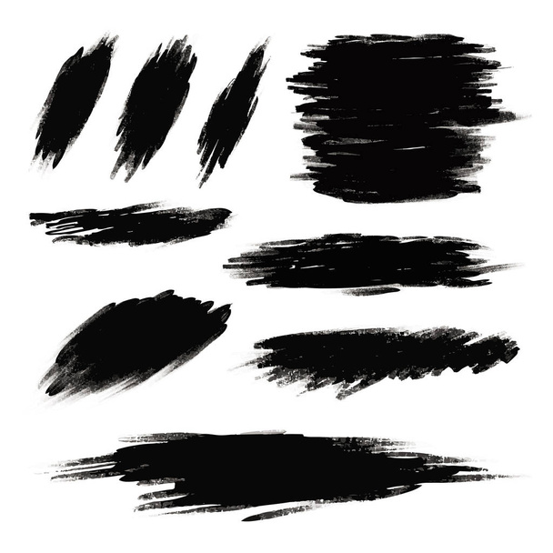 白い背景のベクトル図に黒ペイント ブラシ ストローク - ベクター画像