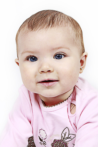 Closeup of Pretty little girl isolated on white - Φωτογραφία, εικόνα