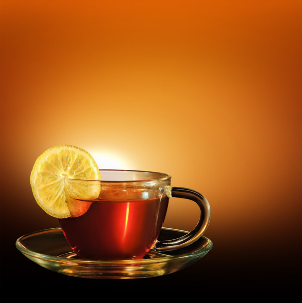 tasse de thé au coucher du soleil
 - Photo, image