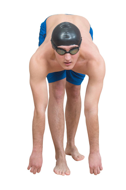 young swimmer on white background - Photo, Image