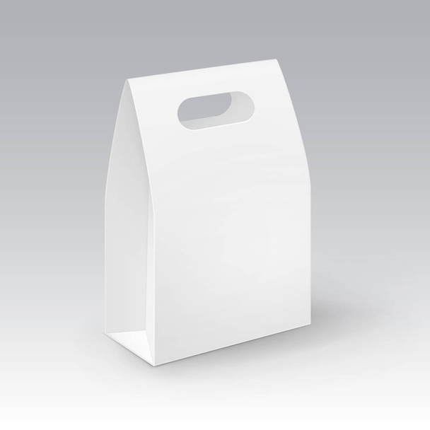 Vector blanco en blanco rectángulo de cartón llevar manejar almuerzo caja de embalaje para sándwich, comida, regalo, otros productos simulan cerca aislado sobre fondo blanco
 - Vector, imagen