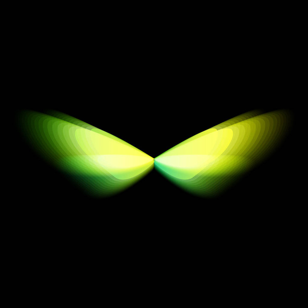 Vlinder geïsoleerde logo. Heldere kleurrijke vlinders vleugels, dynamische beweging, wazig effect. Abstract vector logo op zwarte achtergrond. - Vector, afbeelding