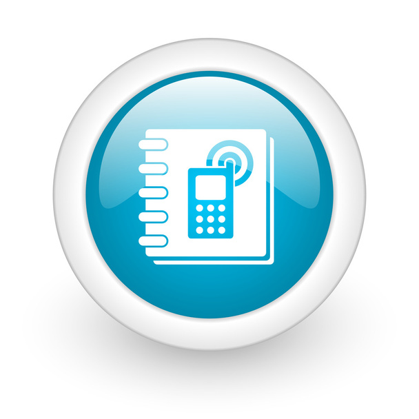 phonebook blue circle glossy web icon on white background - Foto, Imagem