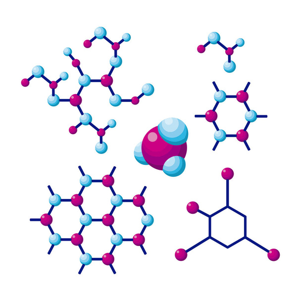 készlet ikonok-molekula szerkezeti kémiai - Vektor, kép