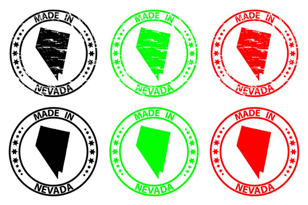 Nevada - gumibélyegző - vektor, Nevada (Egyesült Államok) megjelenítése minta - fekete, zöld és piros készült - Vektor, kép