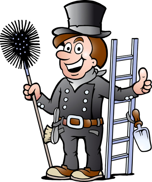Hand-drawn Vector illustration of an Happy Chimney Sweep - Vector, Image