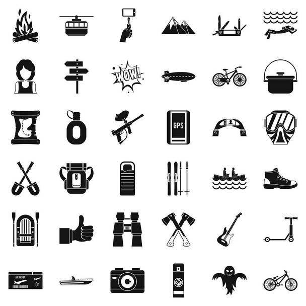 Conjunto de ícones de Adenture, estilo simples
 - Vetor, Imagem