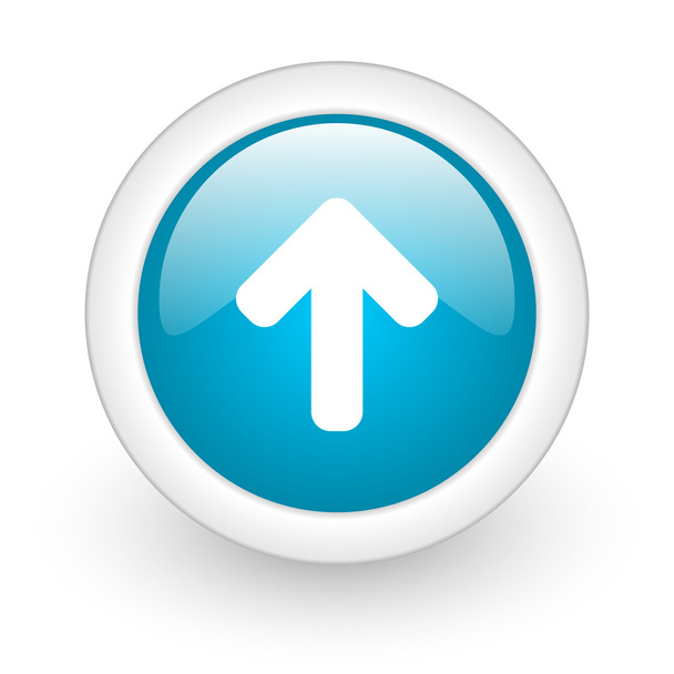 arrow up blue circle glossy web icon on white background - Foto, Imagem
