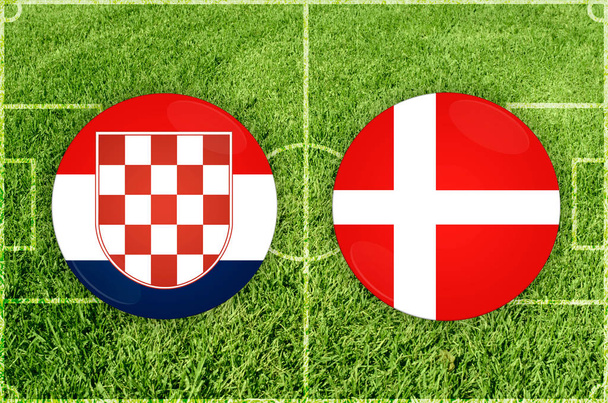 Fußballspiel Kroatien gegen Dänemark - Foto, Bild