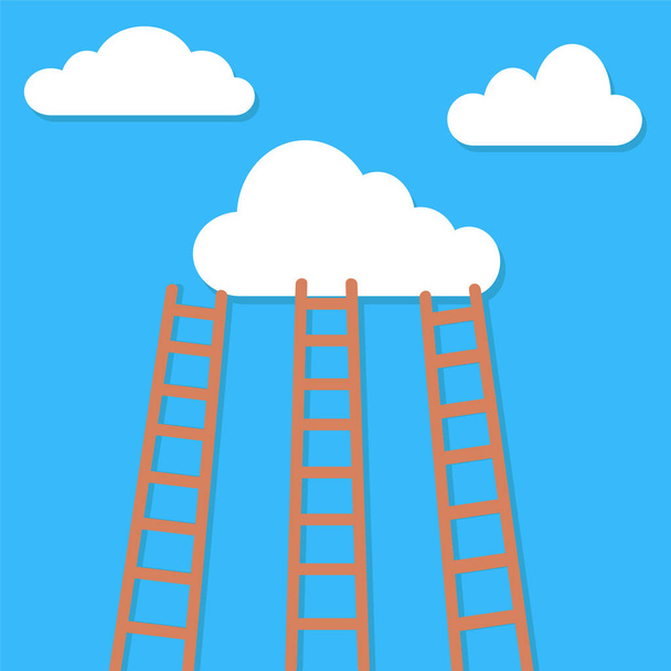 mededinging begrip, wolken met ladders, voorraad vectorillustratie - Vector, afbeelding