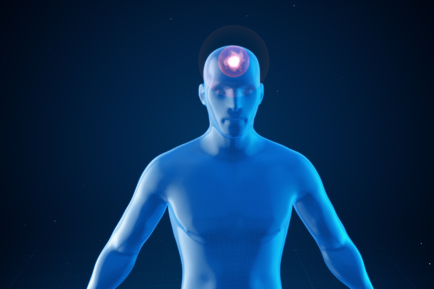 Модель чоловіка з імпульсами головного болю, медична концепція
 - Фото, зображення