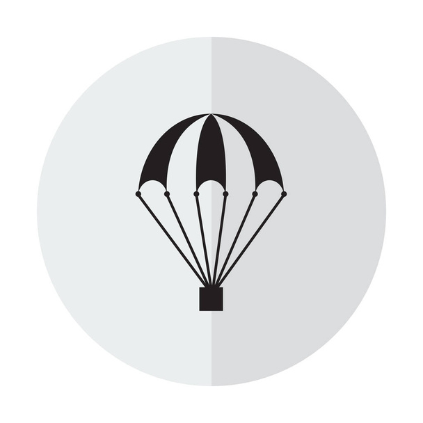 Icono vectorial de un paracaídas sobre un fondo con una sombra vertical
 - Vector, imagen