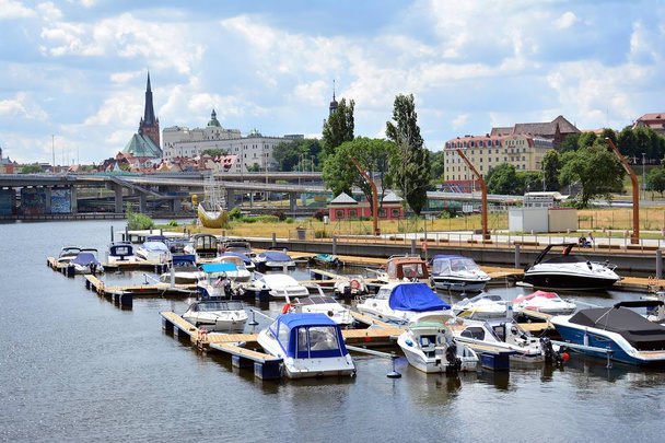 Szczecin, Poland. 25 June 2018. Yacht marina in Szczecin city - Фото, изображение