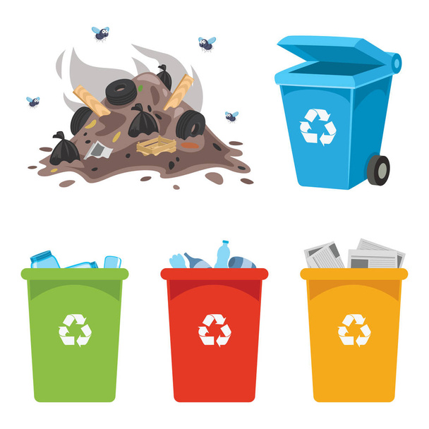 Vector Illustration Of Recycling Bin - Vector, Image