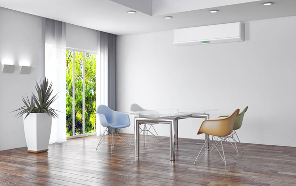 Interior moderno con ilustración de renderizado 3D de aire acondicionado
 - Foto, Imagen
