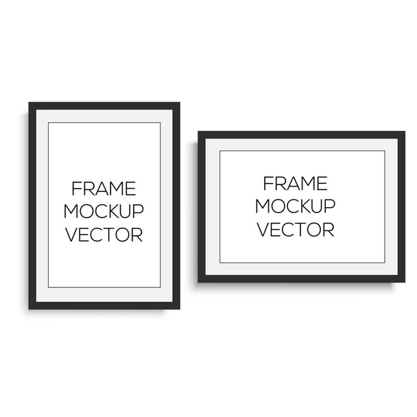 realistische horizontale und vertikale schwarze Fotorahmen. Vektor - Vektor, Bild