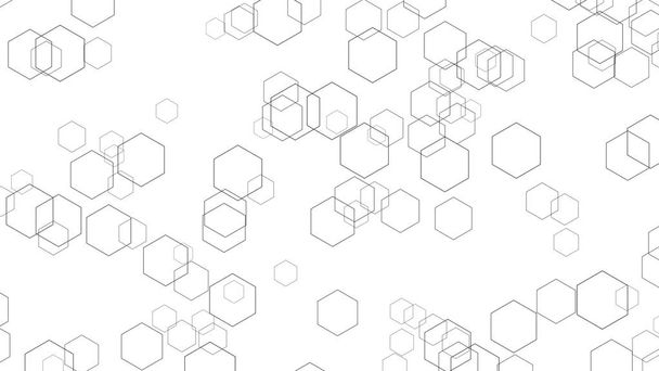 Linhas de hexágono sobre fundo branco no conceito de tecnologia futurista. Forma de geometria abstrata. ilustração 3d
 - Foto, Imagem