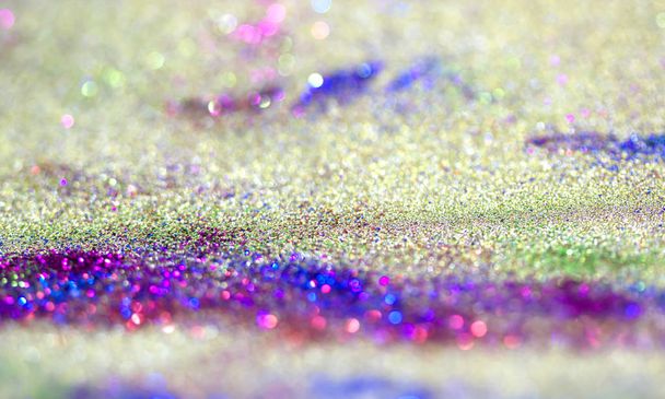Bokeh glitter fly and lights on background - Photo, Image