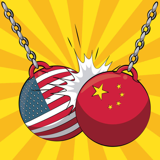 China and USA trade war concept vector illustration graphic design - Vector, Image