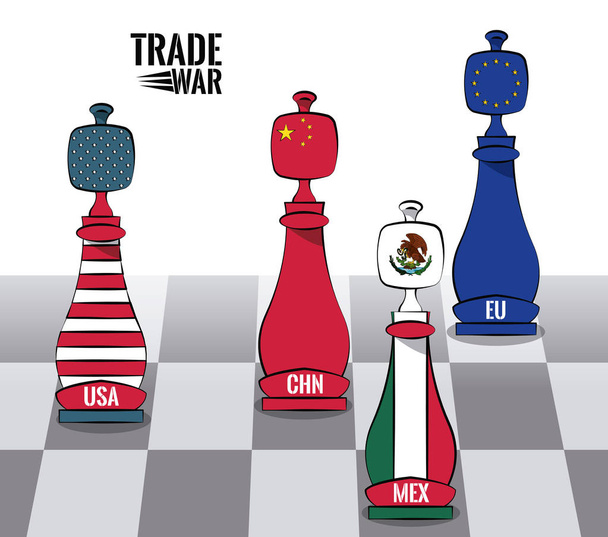 Concepto de guerra comercial
 - Vector, Imagen