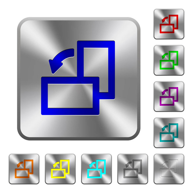 Otočit doleva ryté ikony na zaoblené ocelové čtvercové lesklá tlačítka - Vektor, obrázek