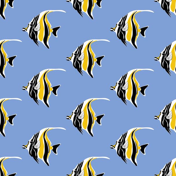 Maurské idol ryb bezešvé vzor na modrém pozadí. Vektorové ilustrace - Vektor, obrázek