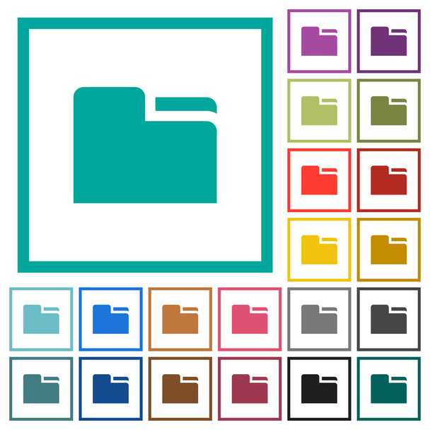 Tab folder flat color icons with quadrant frames on white background - Vector, Image