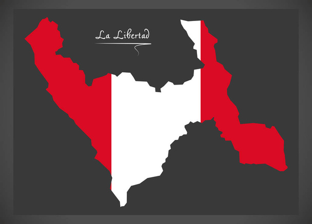La Libertad Harita Peru ulusal bayrak çizim ile - Vektör, Görsel
