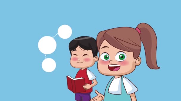 Schule und Kinder hd Animation - Filmmaterial, Video