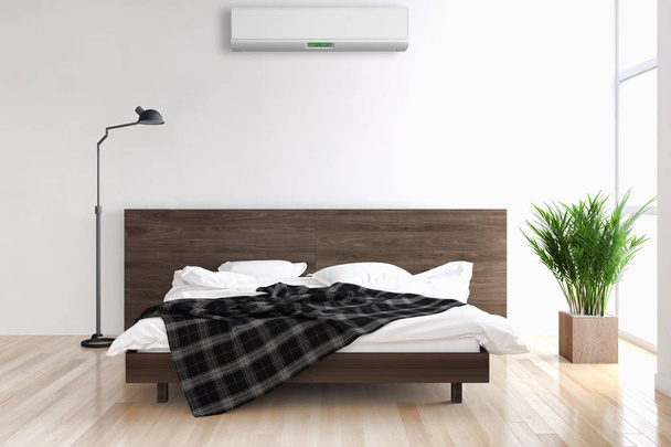 Μοντέρνο εσωτερικό διαμέρισμα με κλιματισμό 3d απεικόνιση απόδοσης - Φωτογραφία, εικόνα