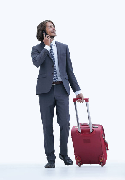 successful businessman with travel suitcase - Φωτογραφία, εικόνα