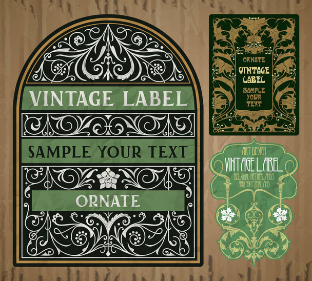 vector vintage items: label Art Nouveau - Vetor, Imagem
