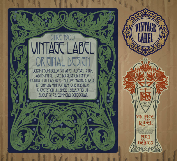 Vector vintage items: label art nouveau - Vector, afbeelding
