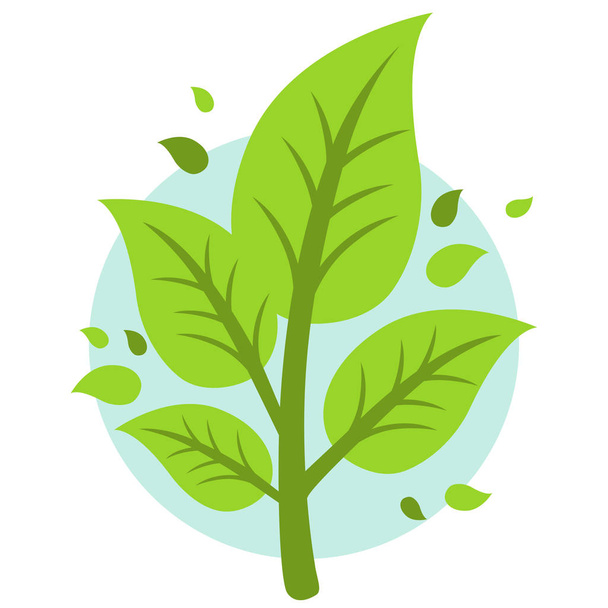 緑の葉と健康的な成長している木の枝のベクトル イラスト エコロジー コンセプト. - ベクター画像