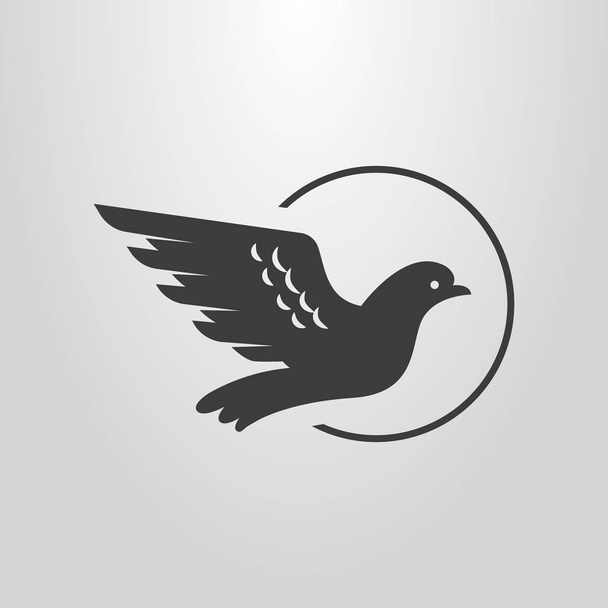 pictogramme d'art plat vecteur simple noir et blanc de colombe volante
 - Vecteur, image