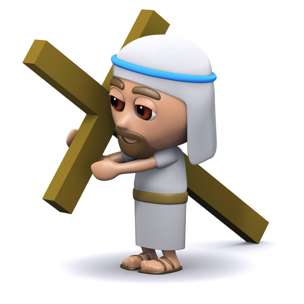 3D render Jezus niosąc krzyż - Zdjęcie, obraz