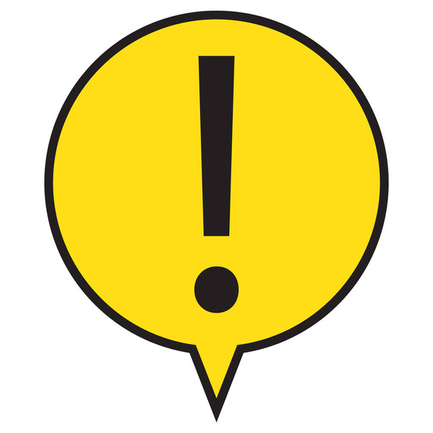 Gevaar aandacht waarschuwingsbord. Uitroepteken in gele tekstballon, vectorillustratie - Vector, afbeelding
