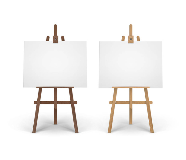 Wooden Paint Board With White Empty Paper Frame. Art Easel Stand With  Canvas Vector Illustration. White Blank Board On Wooden Tripod Royalty Free  SVG, Cliparts, Vectors, and Stock Illustration. Image 83879141.